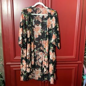 Beautiful floral on black kimono